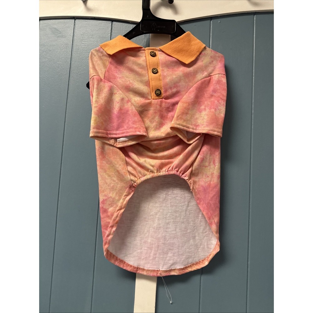 Youly The Jet-Setter Pet Dog Polo Shirt Orange‎ Coral Tie Dye Size L Large